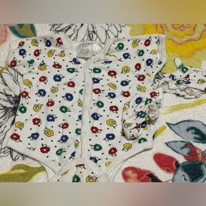 Colorful Lion Print Baby Onesie & Booties